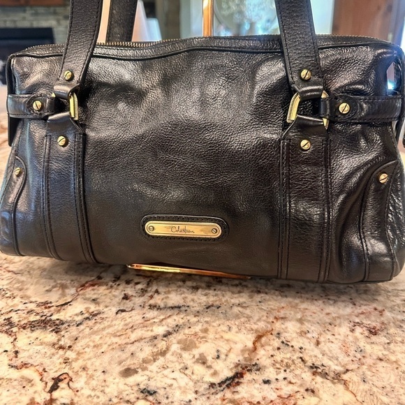 Cole Haan vintage black genuine leather purse bag shoulder straps western moto - Picture 4 of 16